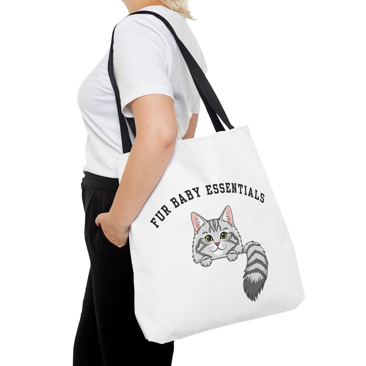 Long hair silver tabby cat FurBaby Tote Bag
