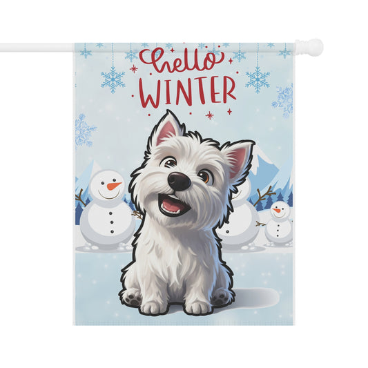 Westie Hello Winter Garden Banner