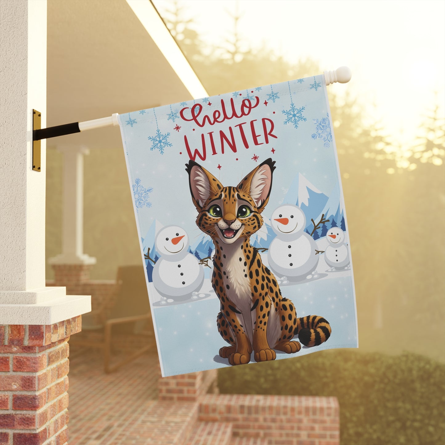 Savannah Cat Hello Winter Garden Banner