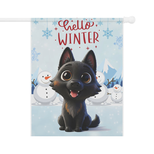 Malinois Hello Winter Garden Banner