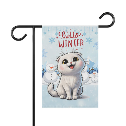 Scottish Fold Hello Winter Garden Banner