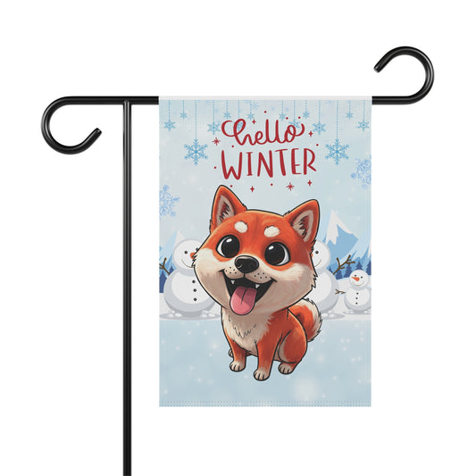 Shiba Hello Winter Garden Banner