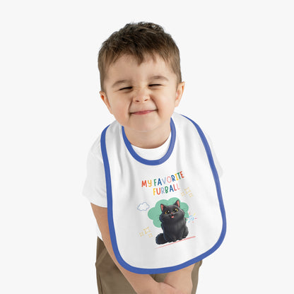 Long hair Black Cat Favorite Furball Baby Bib