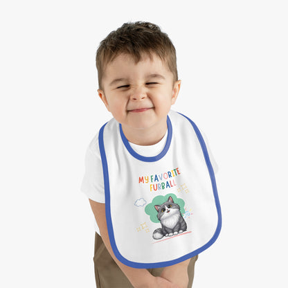 Long hair Bi-color Gray Cat Favorite Furball Baby Bib
