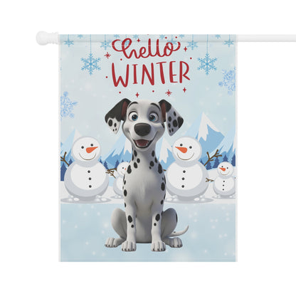 Dalmation Hello Winter Garden Banner