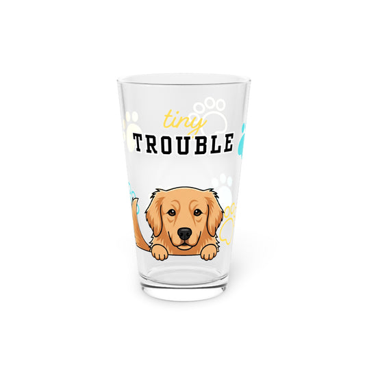 Golden Retriever Tiny Trouble Pint Glass