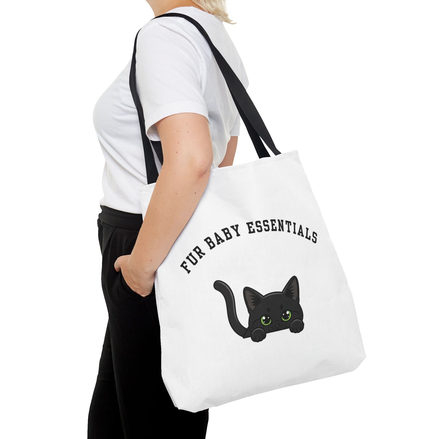Short hair black cat FurBaby Tote Bag