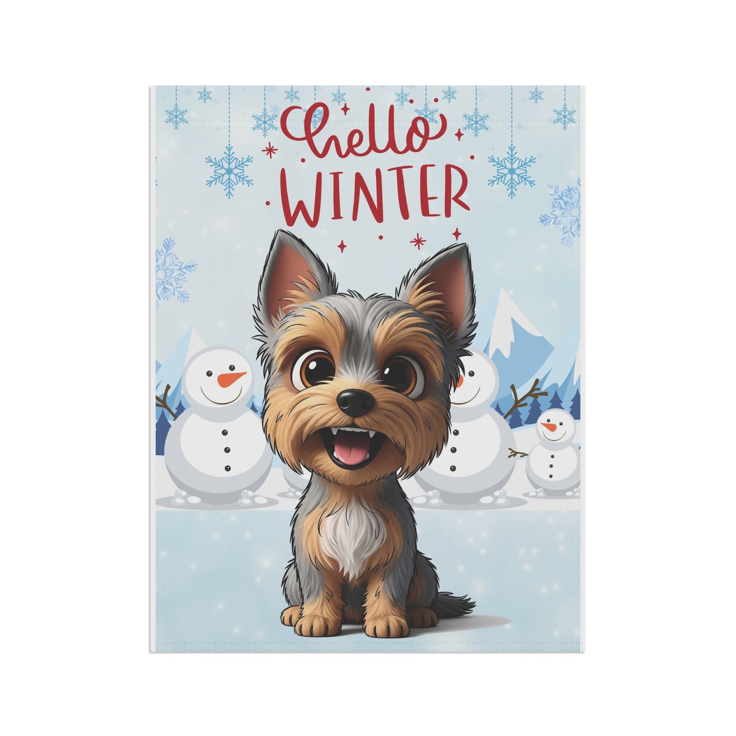 Yorkie Hello Winter Garden Banner
