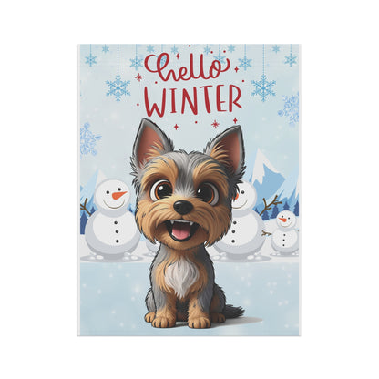 Yorkie Hello Winter Garden Banner