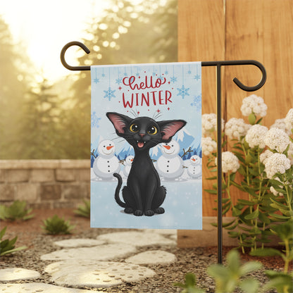 Oriental Shorthair Cat Hello Winter Garden Banner