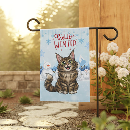 Maine Coon Hello Winter Garden Banner