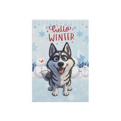 Husky Hello Winter Garden Banner