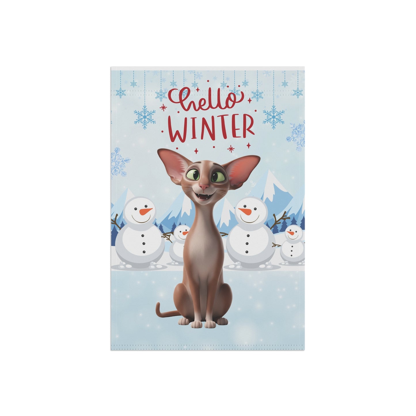 Oriental Shorthair Cat Hello Winter Garden Banner