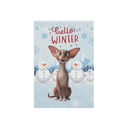 Oriental Shorthair Cat Hello Winter Garden Banner