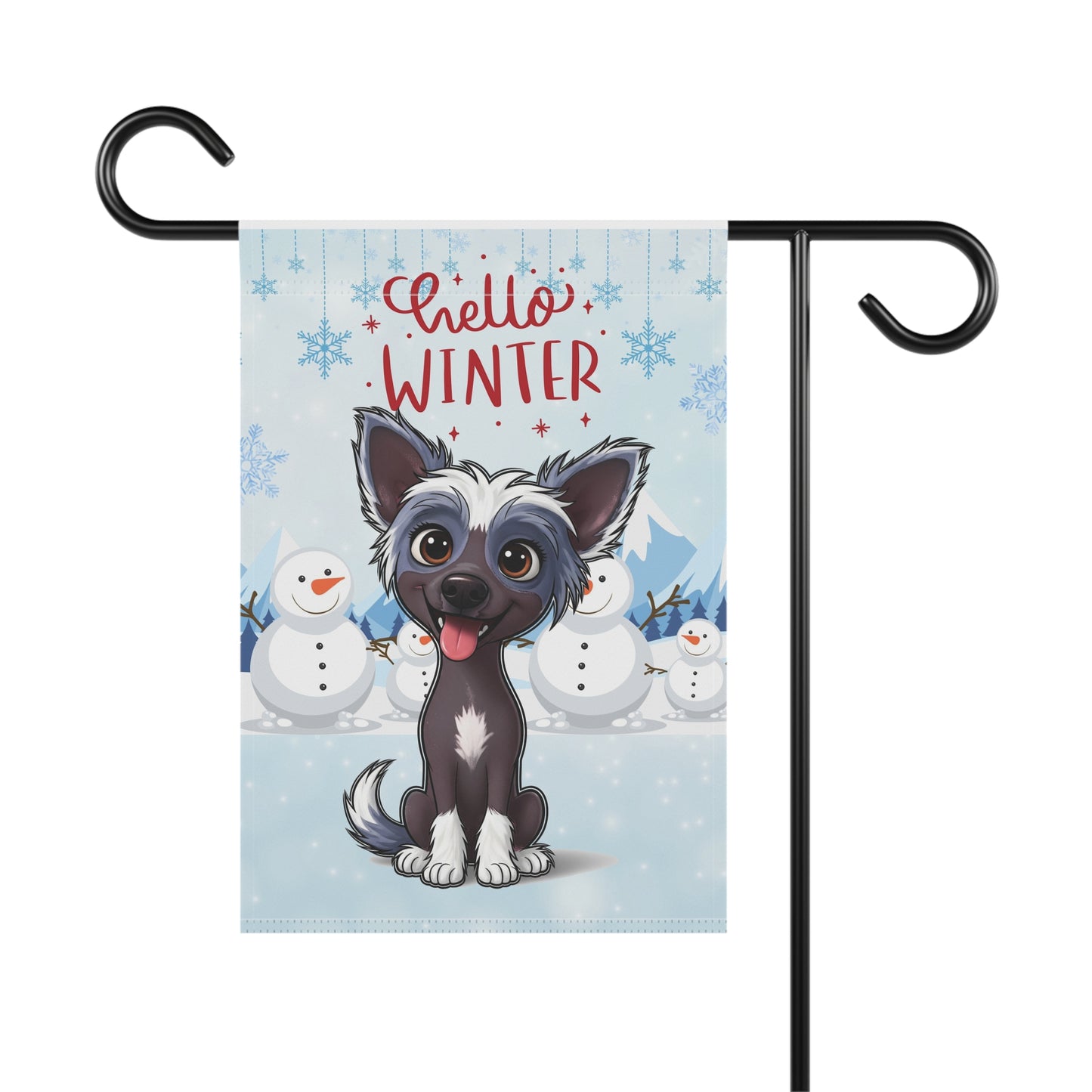 Chinese Crested Hello Winter Garden Banner