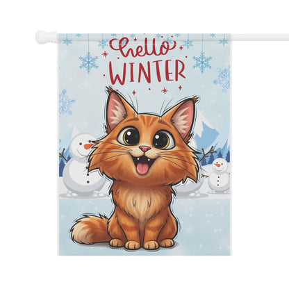 Norwegian Forest Hello Winter Garden Banner