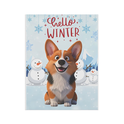 Corgi Hello Winter Garden Banner