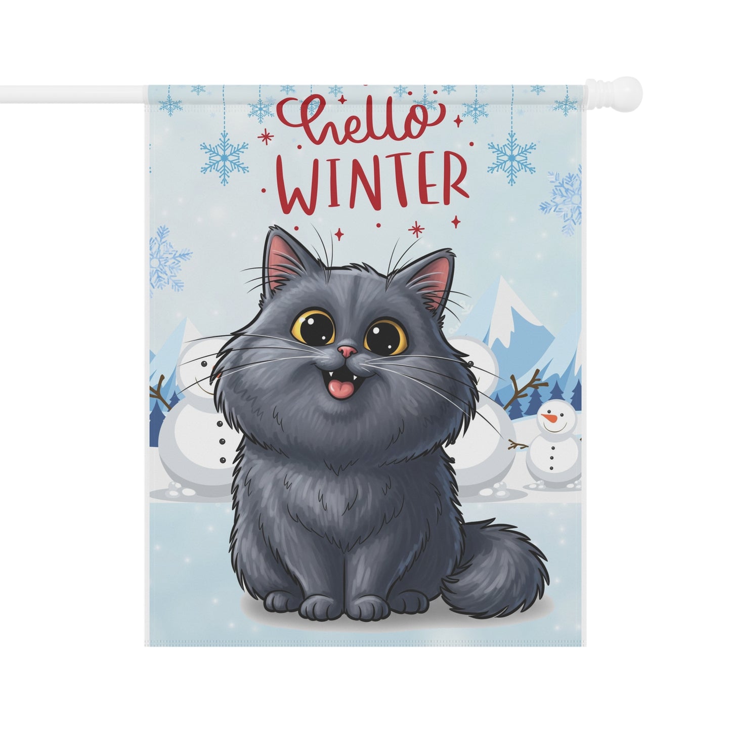 Persian Cat Hello Winter Garden Banner