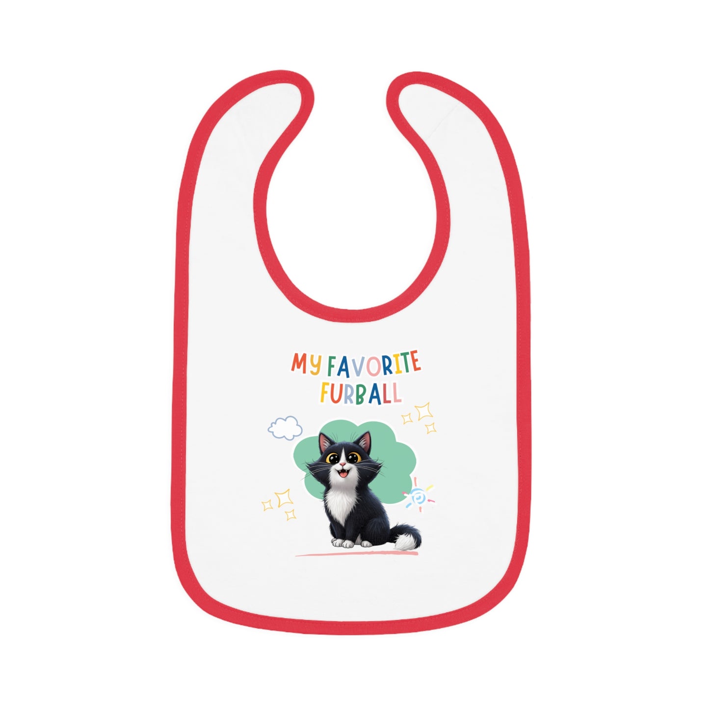 Long hair Tuxedo Cat Favorite Furball Baby Bib
