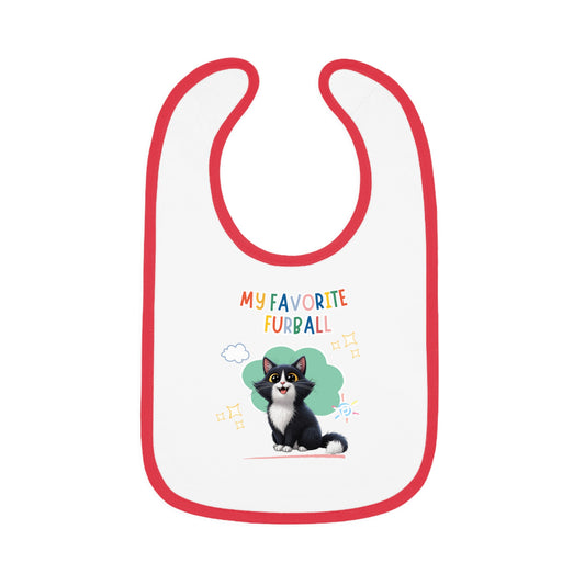 Long hair Tuxedo Cat Favorite Furball Baby Bib