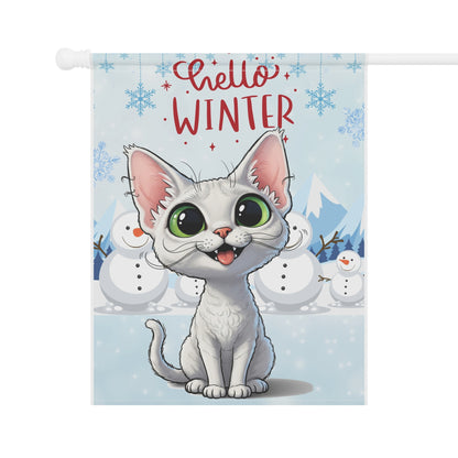 Devon Rex Hello Winter Garden Banner