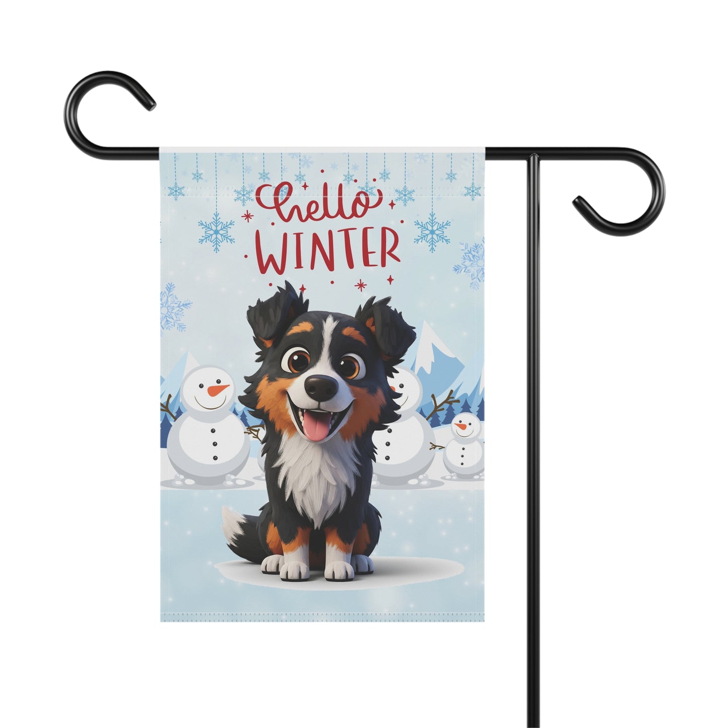 Border Collie Hello Winter Garden Banner