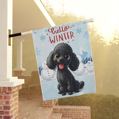 Poodle Hello Winter Garden Banner