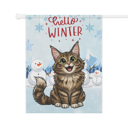 Maine Coon Hello Winter Garden Banner
