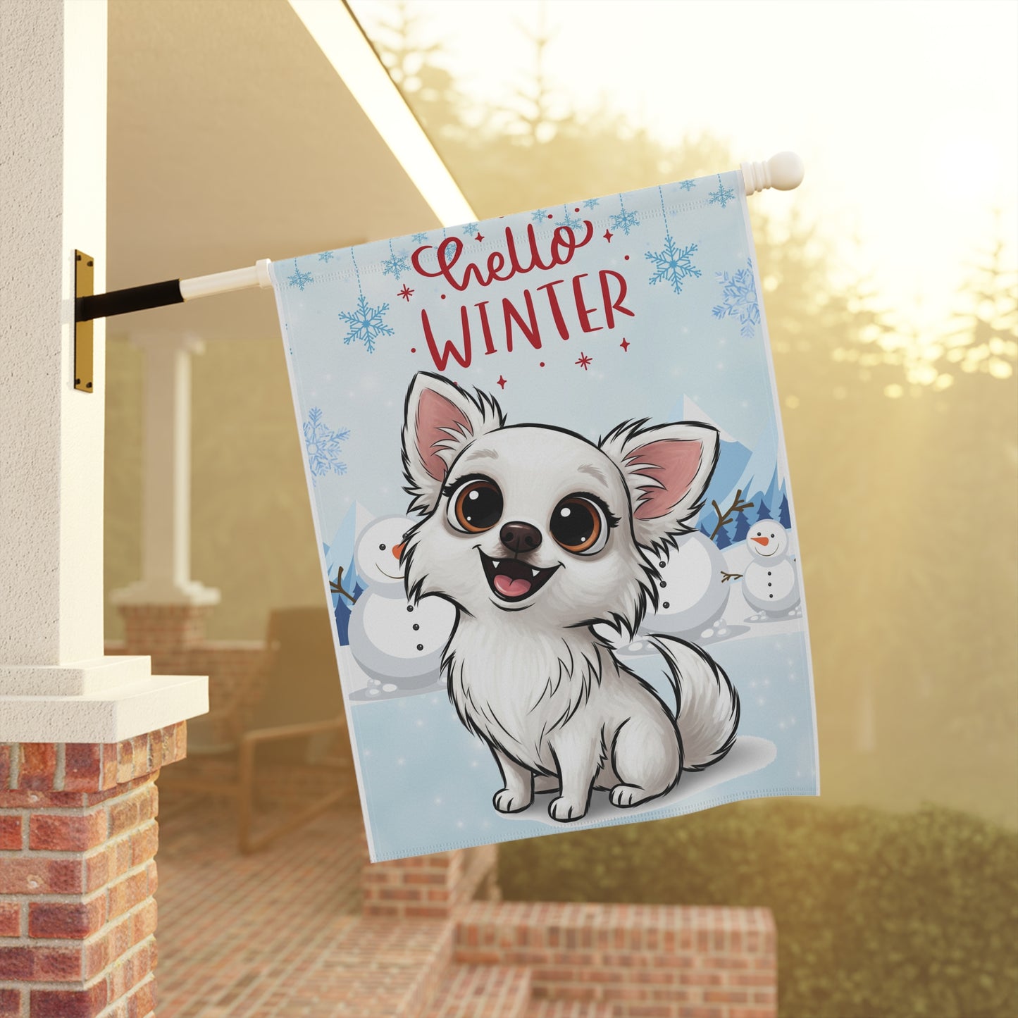 Chihuahua Hello Winter Garden Banner