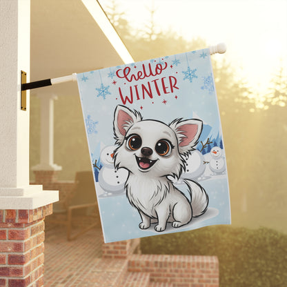 Chihuahua Hello Winter Garden Banner