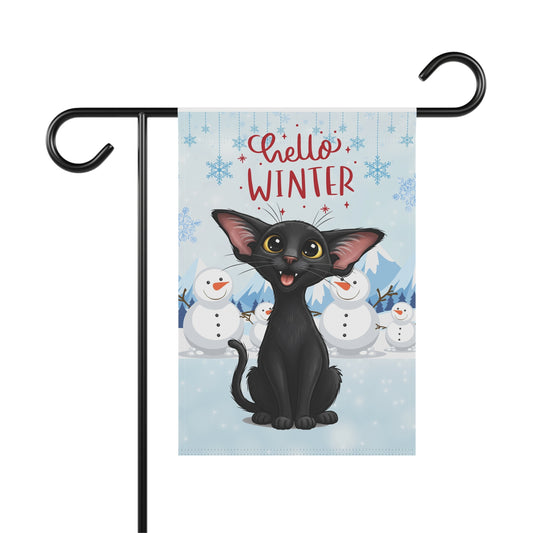Oriental Shorthair Cat Hello Winter Garden Banner