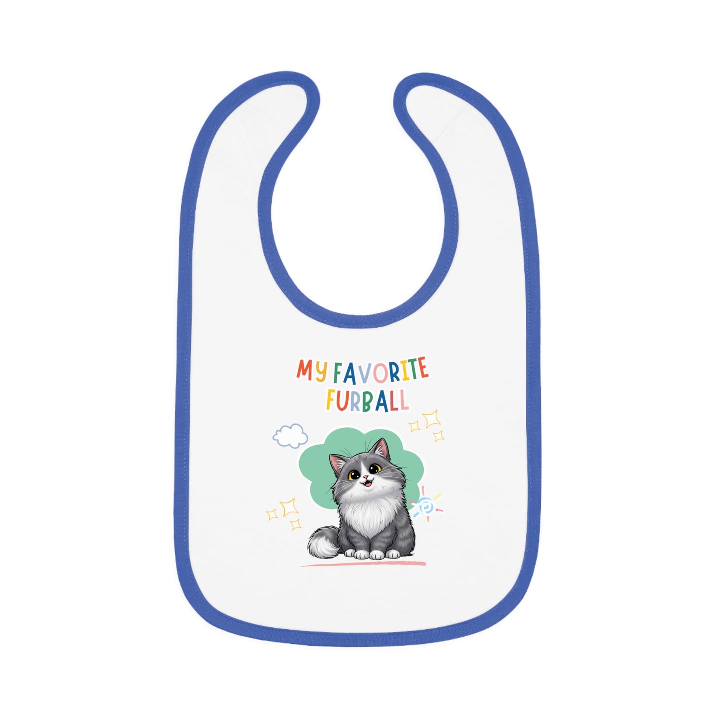 Long hair Bi-color Gray Cat Favorite Furball Baby Bib