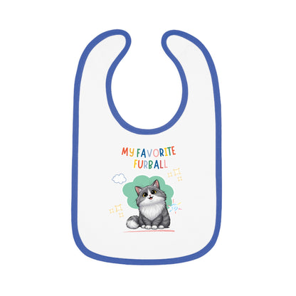 Long hair Bi-color Gray Cat Favorite Furball Baby Bib