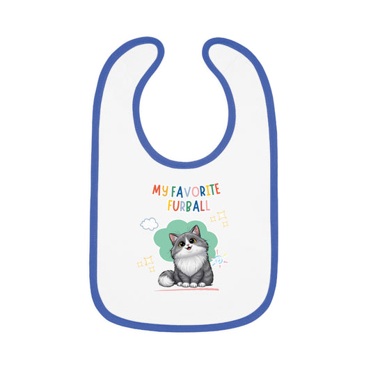 Long hair Bi-color Gray Cat Favorite Furball Baby Bib