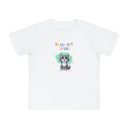 Short hair bi-color gray cat Favorite Baby Toddler Tee
