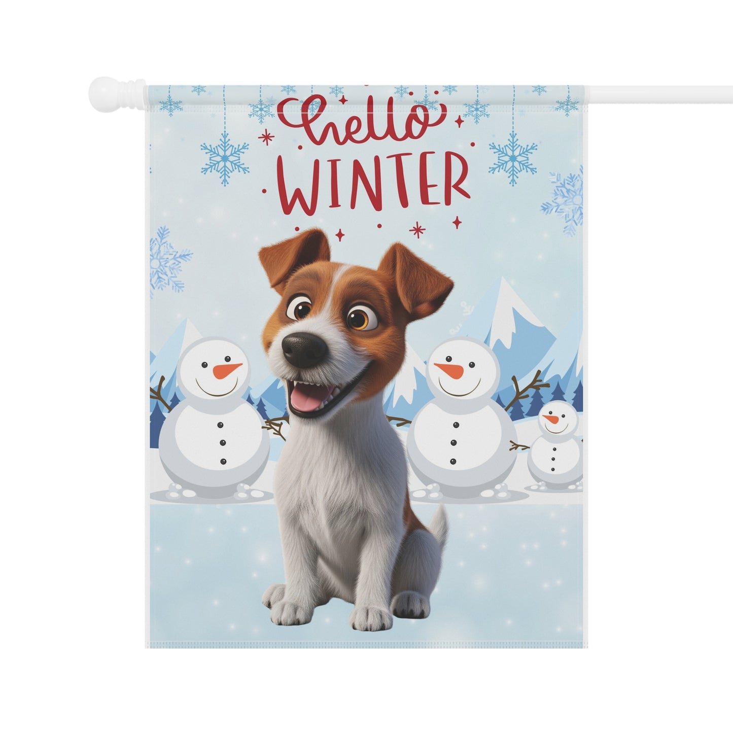 Jack Russell Hello Winter Garden Banner