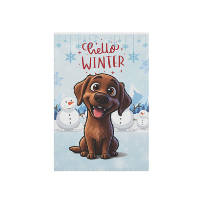 Labrador Hello Winter Garden Banner