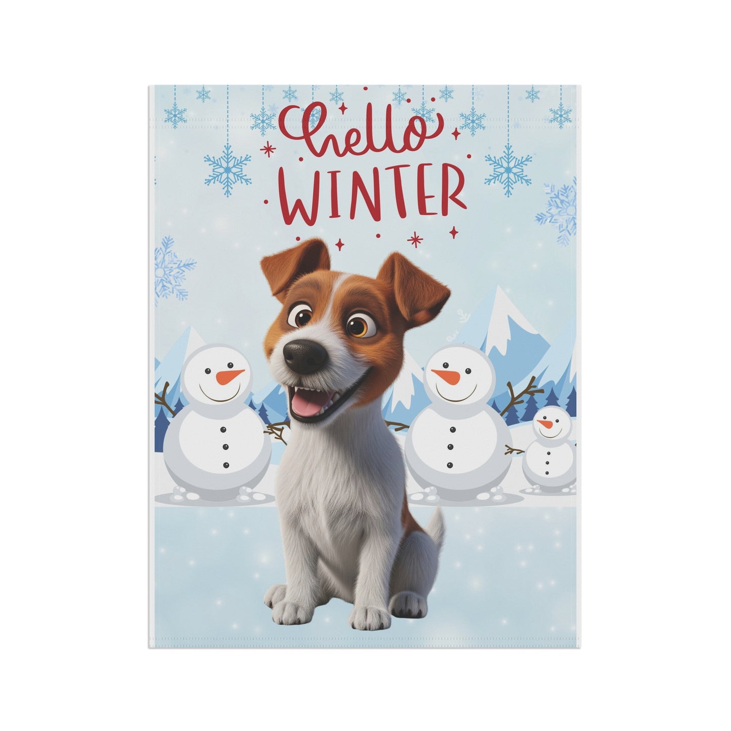 Jack Russell Hello Winter Garden Banner