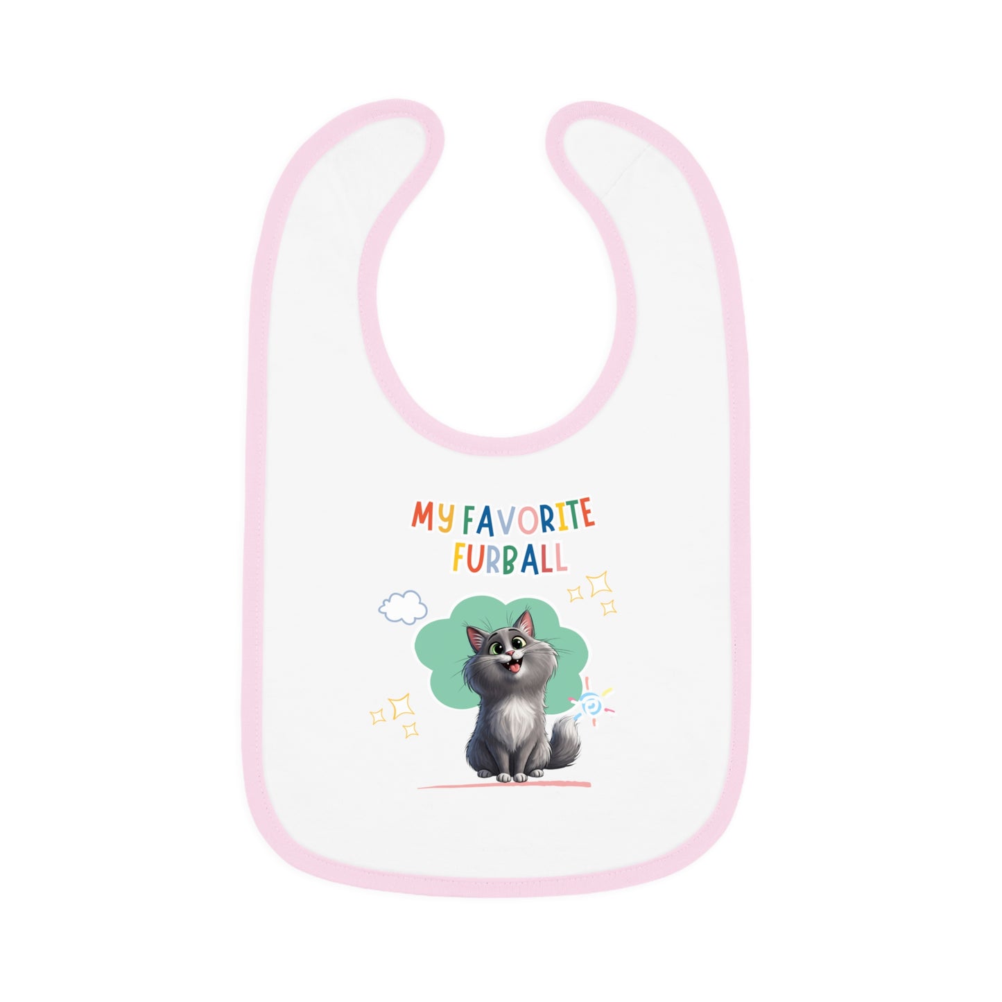 Long hair Gray Cat Favorite Furball Baby Bib