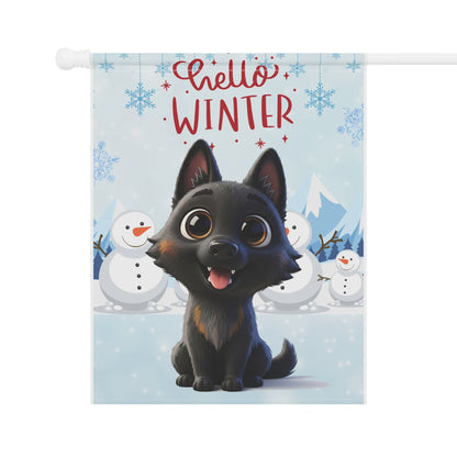 Malinois Hello Winter Garden Banner