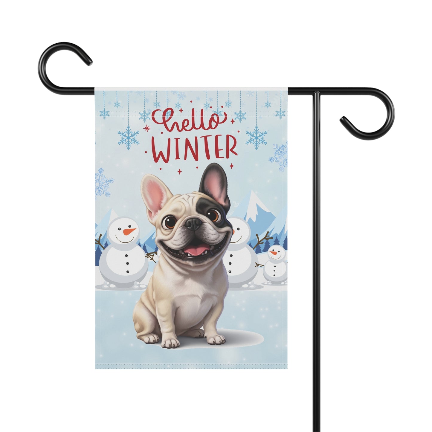 Frenchie Hello Winter Garden Banner