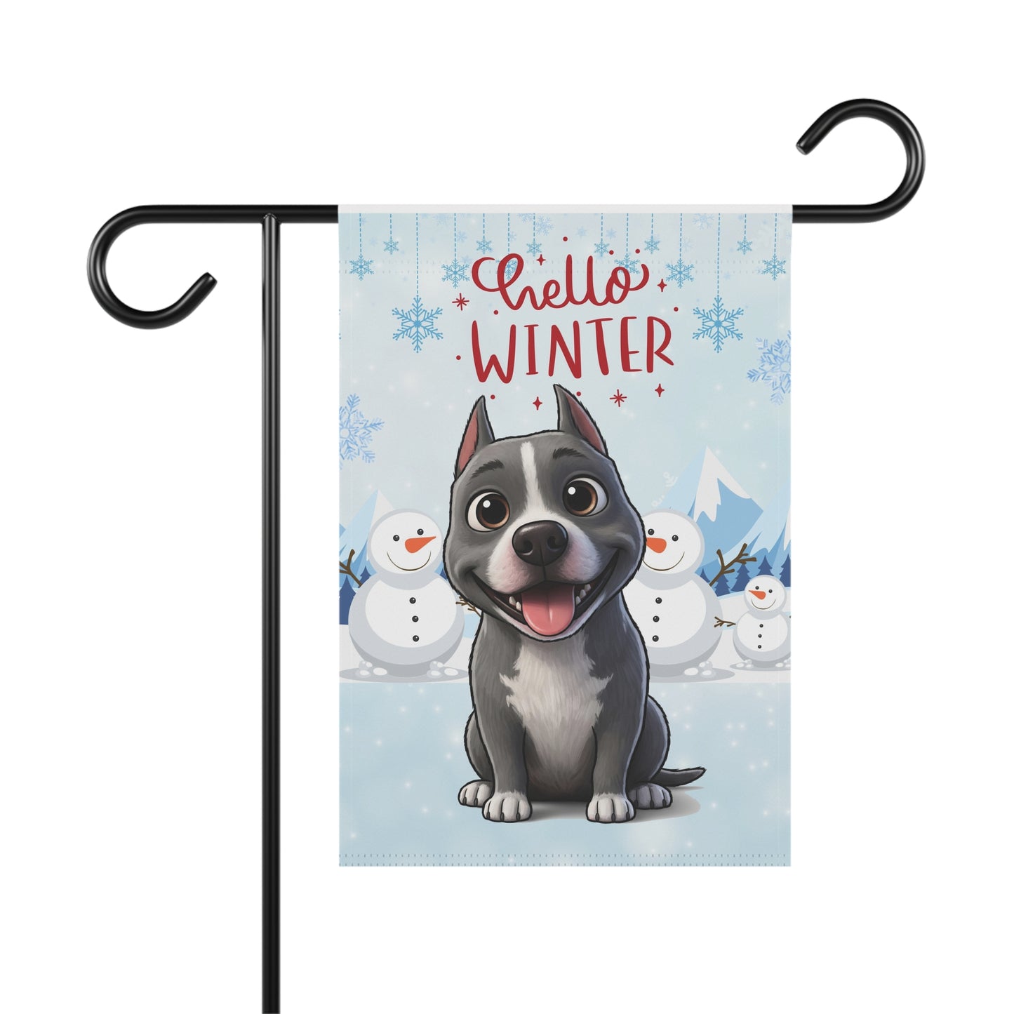 Staffy Hello Winter Garden Banner