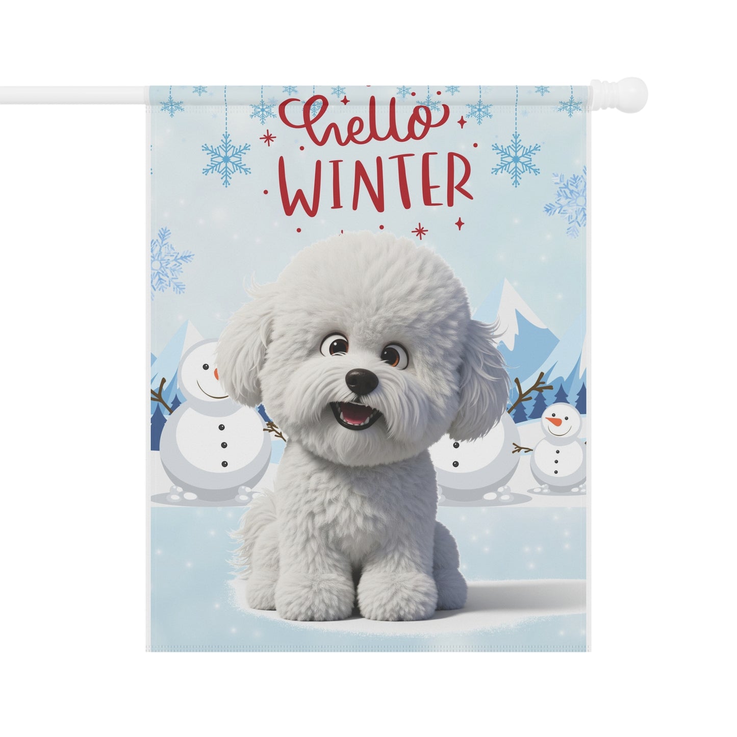 Bichon Frise Hello Winter Garden Banner