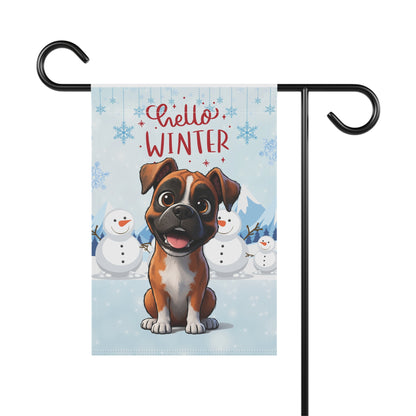 Boxer Hello Winter Garden Banner