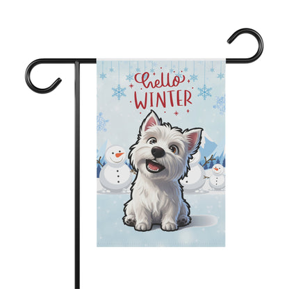 Westie Hello Winter Garden Banner