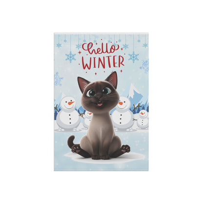 Siamese Cat Hello Winter Garden Banner