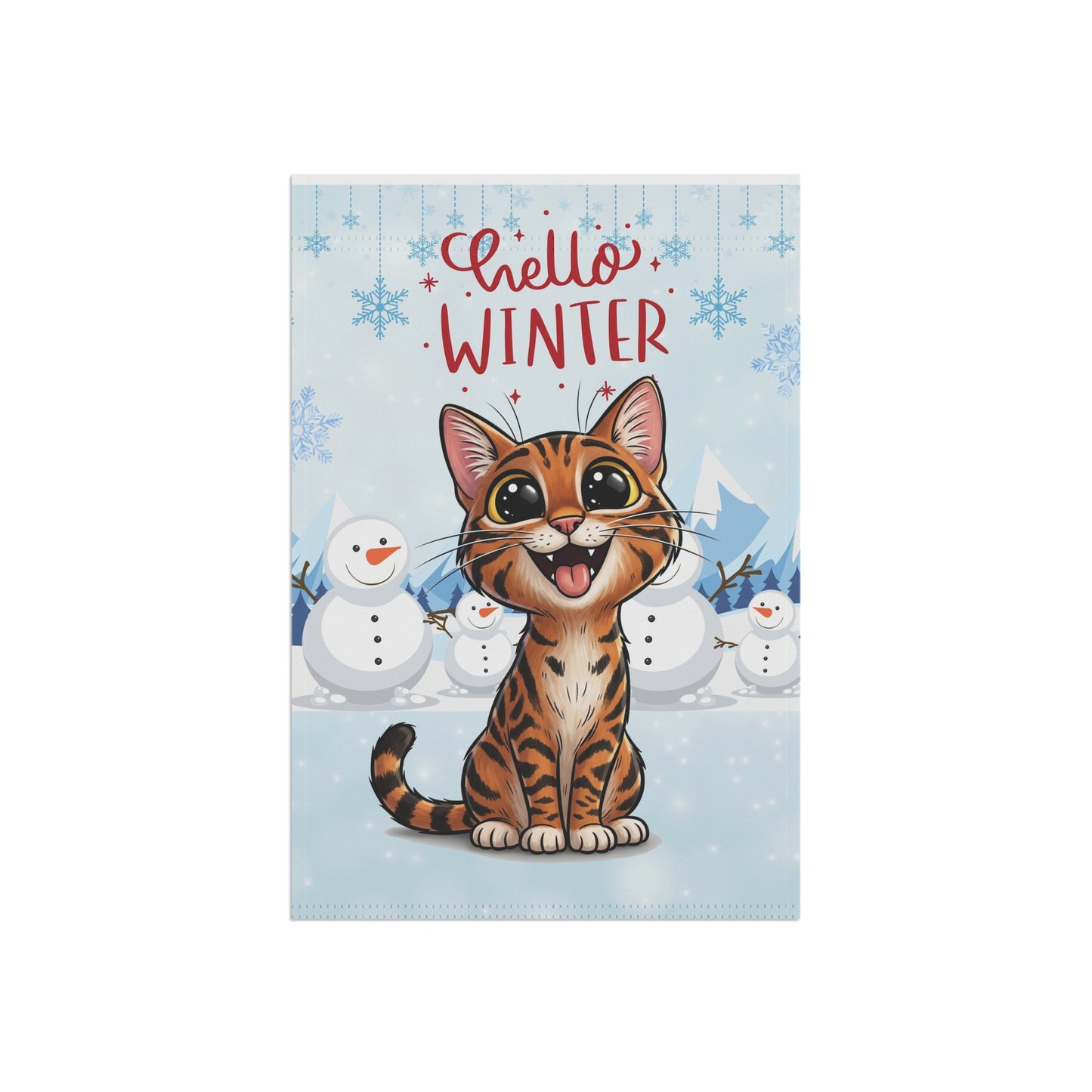 Bengal Cat Hello Winter Garden Banner