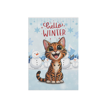 Bengal Cat Hello Winter Garden Banner
