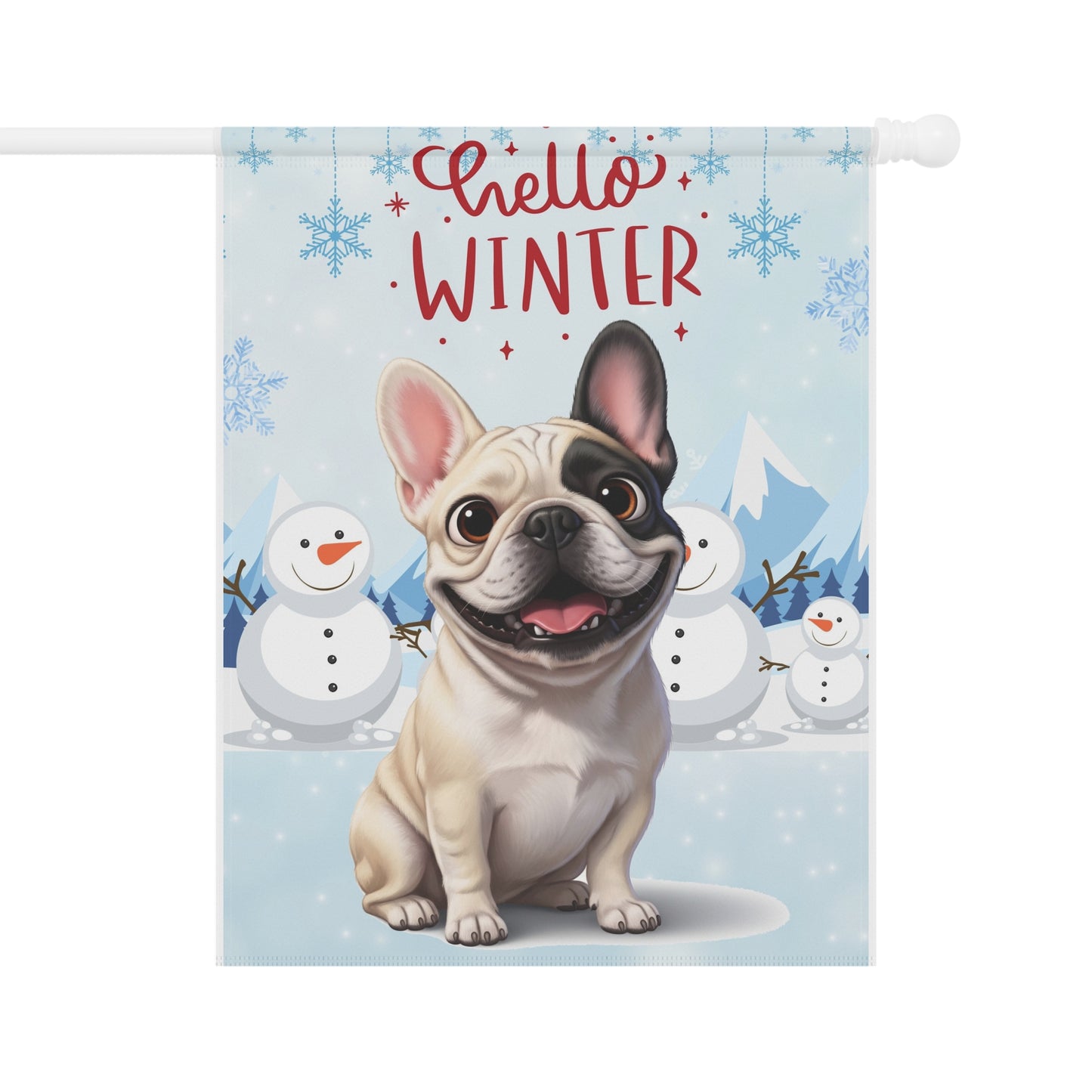 Frenchie Hello Winter Garden Banner