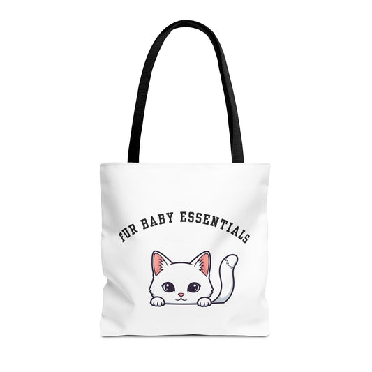 Short hair white cat FurBaby Tote Bag